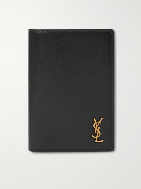 SAINT LAURENT Logo-Appliquéd Leather Billfold Wallet Black