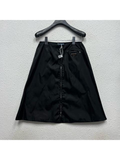 Prada PRADA metal triangle logo zip skirt