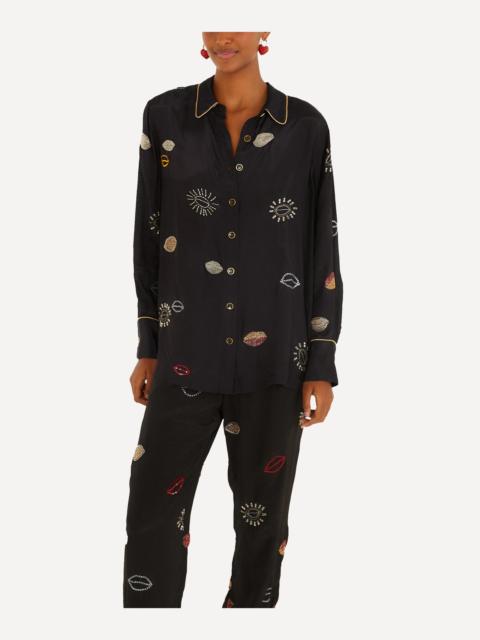 FARM RIO Black Beaded Kisses Pyjama Trousers