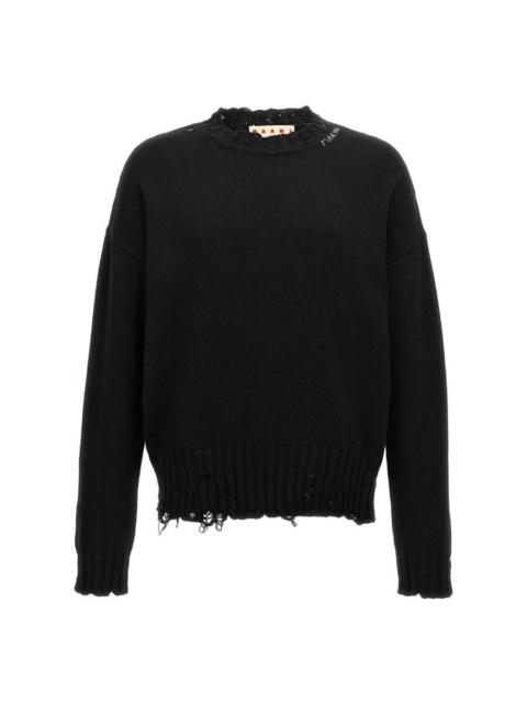 Marni Marni Destroyed Effect Twisted Crewneck Sweater