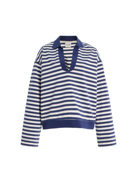 POSSE Haisley Striped Cotton Polo Top blue