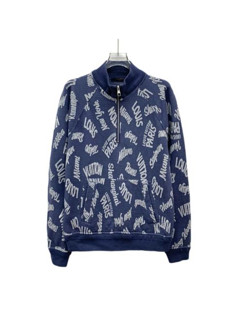 Louis Vuitton Louis Vuitton Logo Cotton Zip Long Sleeve Sweatshirt Navy Blue
