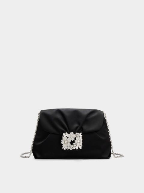Roger Vivier RV Bouquet Strass Buckle Drape Mini Bag in Satin