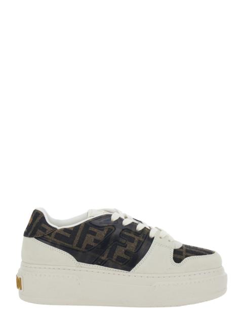 FENDI Fendi Women 'Fendi Match' Brown Sneaker With Ff Application And Platform In Leather And Canvas Woman