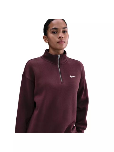 Nike Women's Sportswear Phoenix Fleece Oversized 1/4-Zip Long Sweatshirt -Burgundy