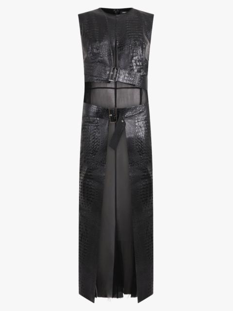 Junya Watanabe SYNTHETIC LEATHER BELTED VEST JACKET | BLACK