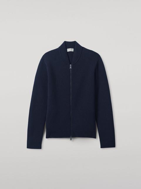 Johnstons of Elgin Cashmere Milano Stitch Navy Zip Jacket