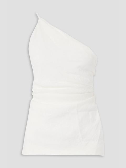 TOVE Petra one-shoulder open-back gathered linen top