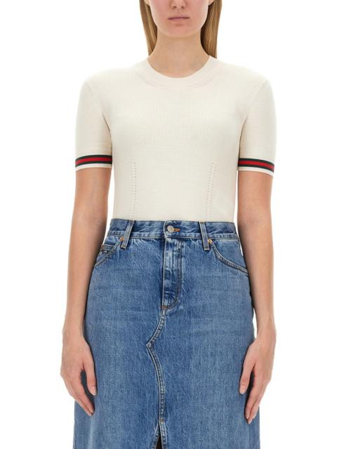GUCCI Gucci Women Extrafine Wool Sweater With Web Detail