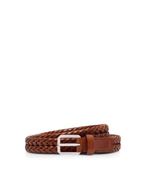 TOM FORD WOVEN LEATHER BEVELED BUCKLE BELT