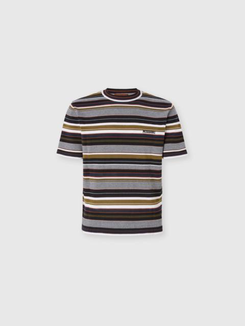 Missoni Striped crew-neck cotton T-shirt with embroidered logo lettering
