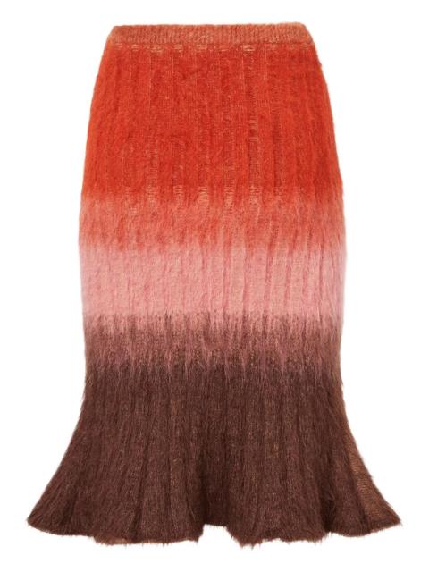 FENDI flared ribbed-knit midi skirt