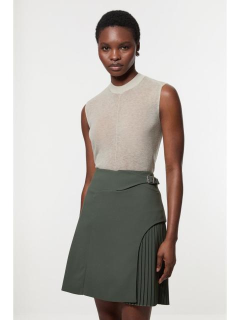 KAREN MILLEN Tailored Buckle Detail Pleated Mini Skirt