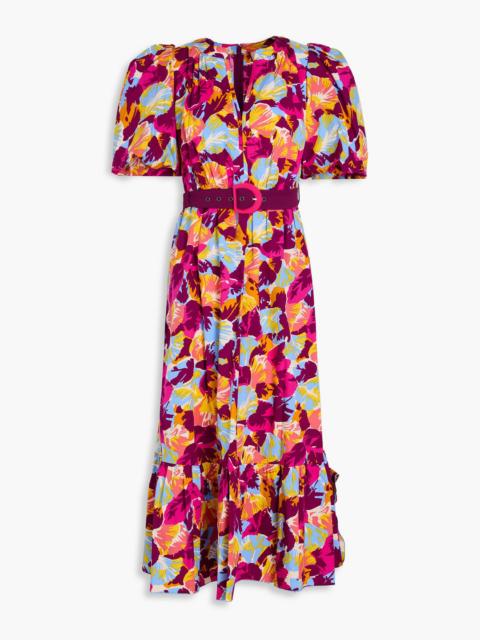 DIANE VON FURSTENBERG Polina belted cotton-blend poplin midi dress