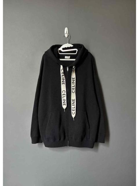 CELINE Celine black cashmere drawstring zip-up jacket