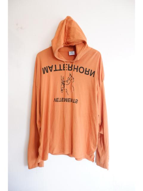 VETEMENTS Vetements Ss2018 Matterhorn Orange Hoodie