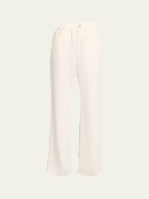 Brunello Cucinelli Dyed Cotton-Linen Wide-Leg Pants