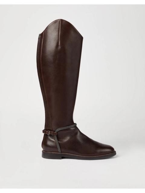 Brunello Cucinelli Brunello Cucinelli High Boots In Leather With Precious Spurs