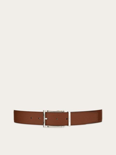 FERRAGAMO Reversible and adjustable belt with rectangular buckle