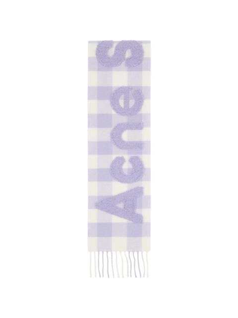 Acne Studios Purple & White Check Logo Scarf