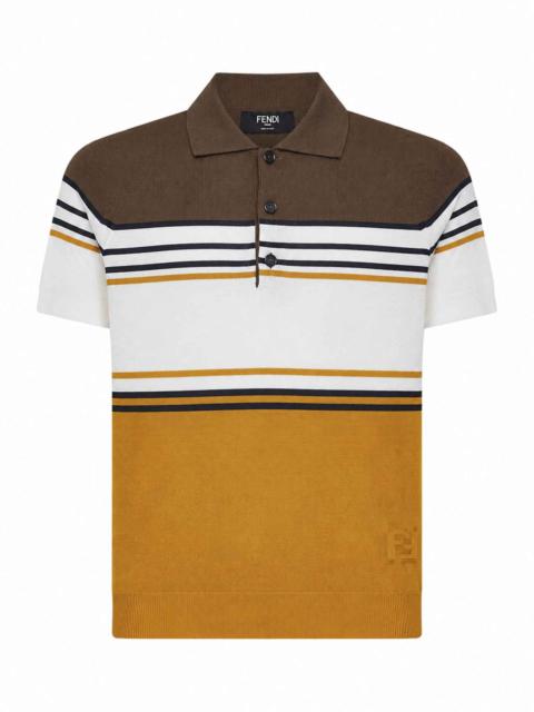 FENDI Fendi Men Multicolor Striped Color Block Viscose Knit Polo Shirt