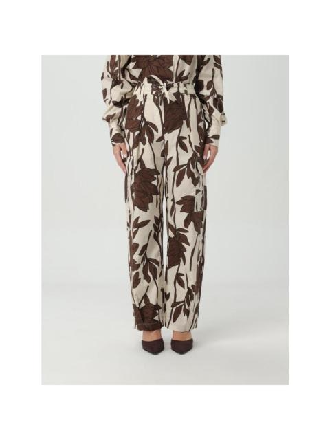 Brunello Cucinelli Brunello Cucinelli Cream Floral Wide Leg Trousers