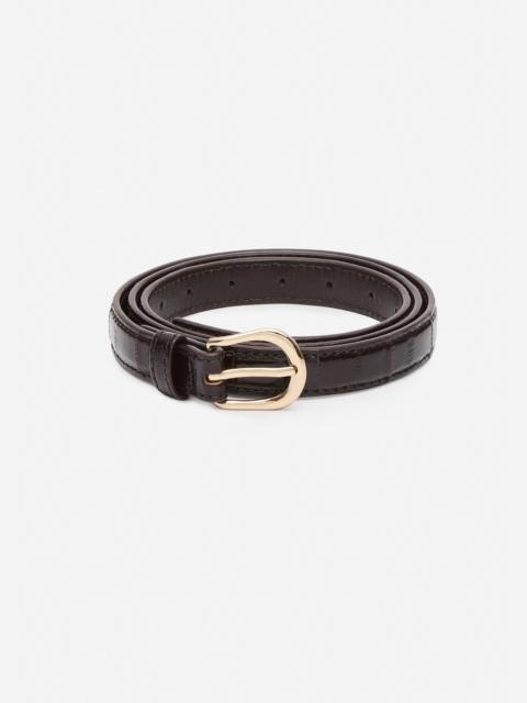 MAGDA BUTRYM Rounded buckle leather belt in brown and gold