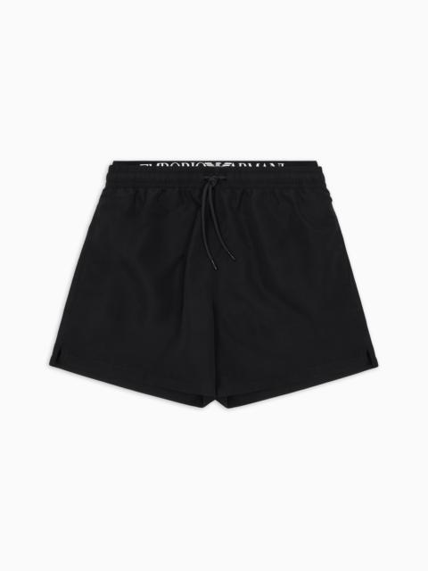 EMPORIO ARMANI ASV LOGOBAND RECYCLED FABRIC SWIM SHORTS