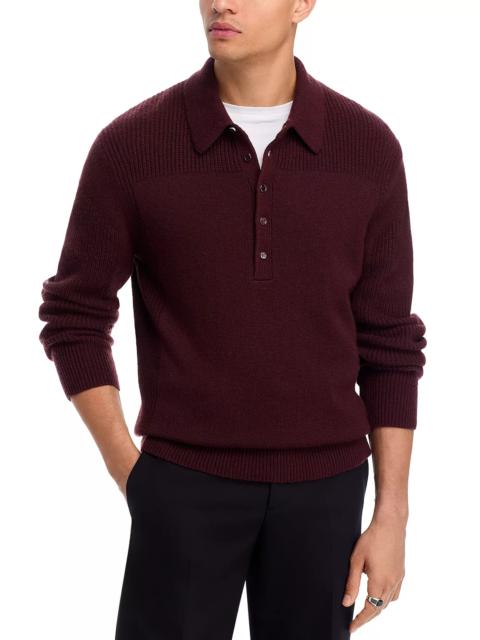 Helmut Lang Relaxed Fit Block Knit Wool Polo Sweater