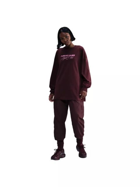 Nike Women's Sportswear Oversized Long-Sleeve Travel T-Shirt -Burgundy