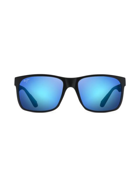 Maui Jim Maui Jim Red Sands Polarized 59mm Sunglasses in Matte Black/Blue Hawaii at Nordstrom