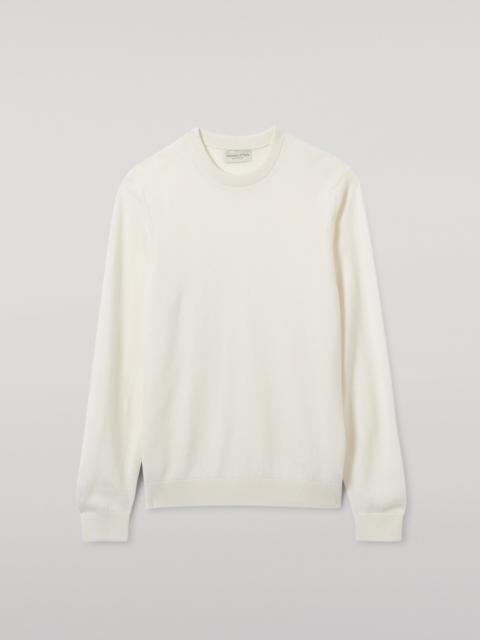 Johnstons of Elgin Rory White Classic Cashmere Crew Jumper