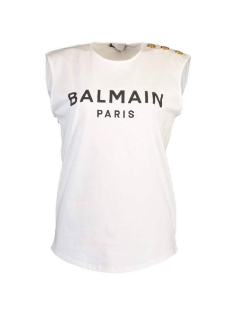 Balmain Balmain Logo Print Button Embellished Tank Top