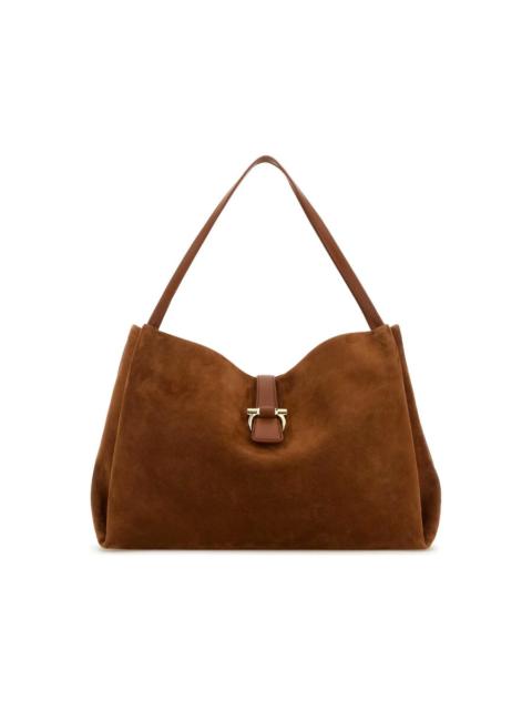 FERRAGAMO Ferragamo Caramel Suede Shopping Bag