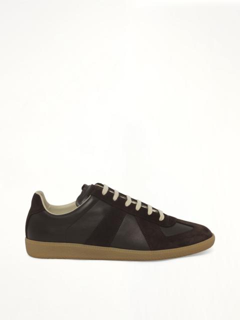 Maison Margiela Replica Leather Sneaker in Dark Brown