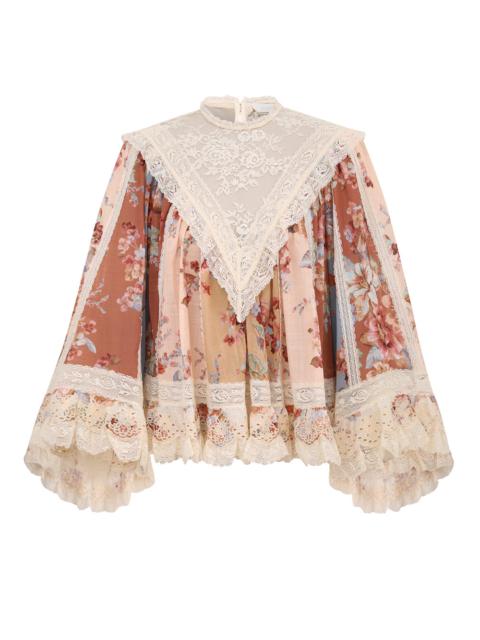Zimmermann AWAKEN LACE TRIM BLOUSE