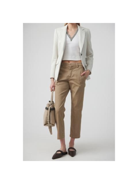 Brunello Cucinelli Brunello Cucinelli Wolight Taupe Cotton Straight Trousers