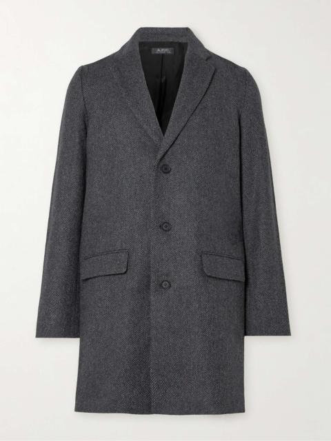 Herringbone Wool-Blend Coat