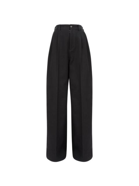 high-waisted pleated wide-leg trousers