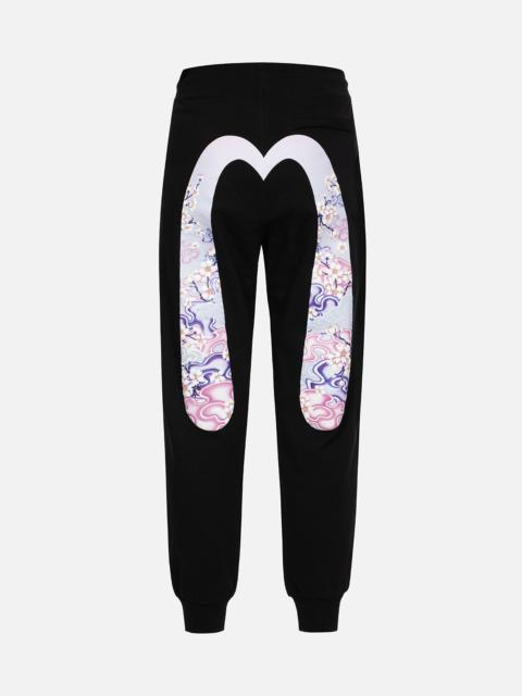 EVISU CRANES AND FLORAL PRINT DAICOCK REGULAR FIT SWEATPANTS