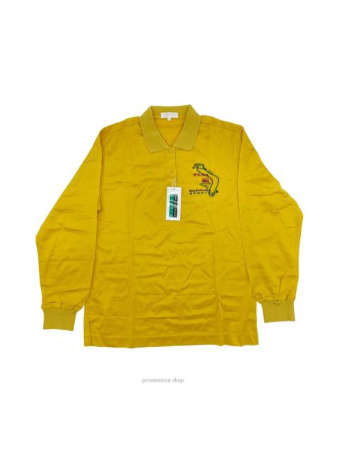 BALENCIAGA Embroidered Long Sleeve Polo Shirt - Yellow