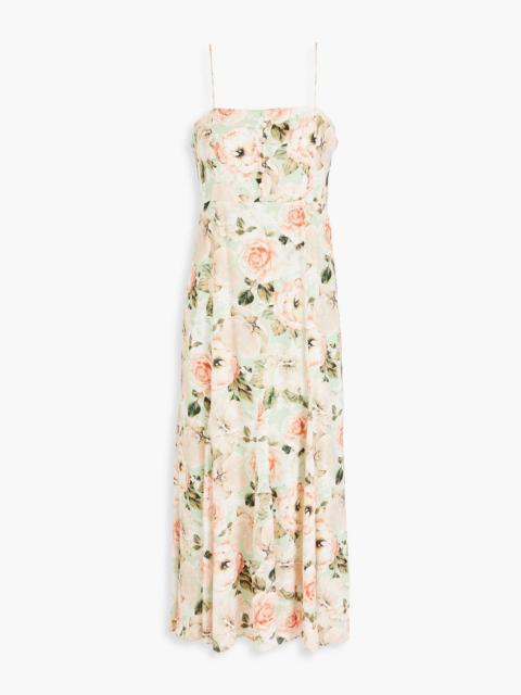 Alice + Olivia Cutout floral-print satin midi dress