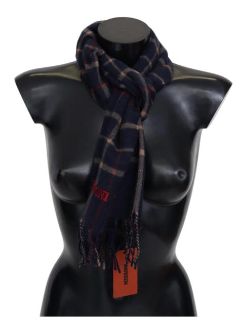 Missoni Missoni Black Checkered Unisex Neck Wrap Fringes Scarf