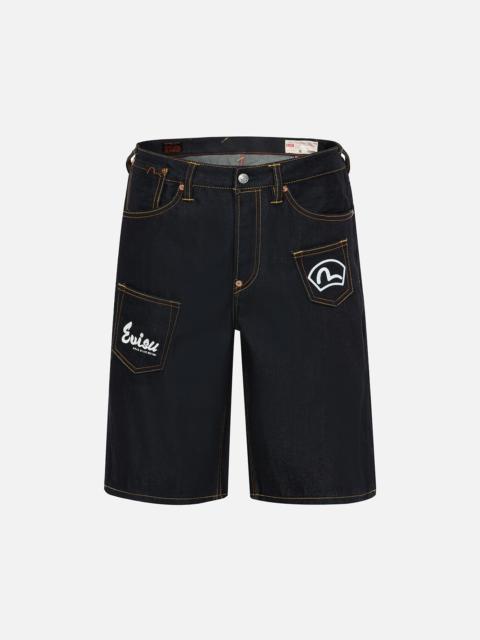 EVISU MULTI-POCKET RELAX FIT DENIM SHORTS