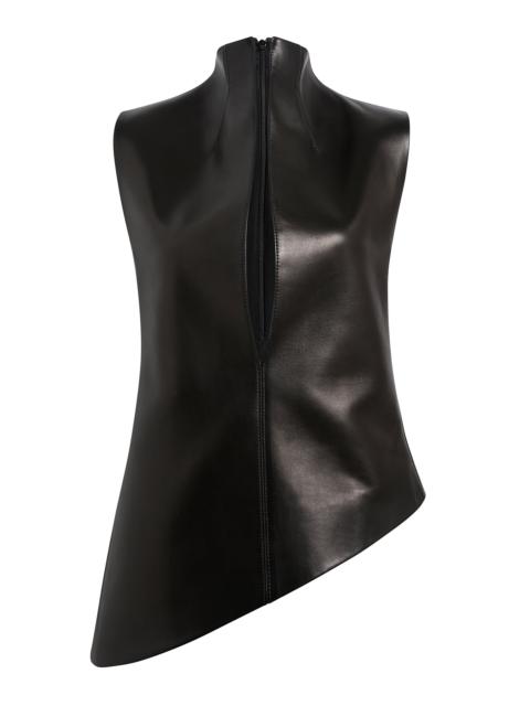 KHAITE Von Asymmetric Plongé Leather Top black
