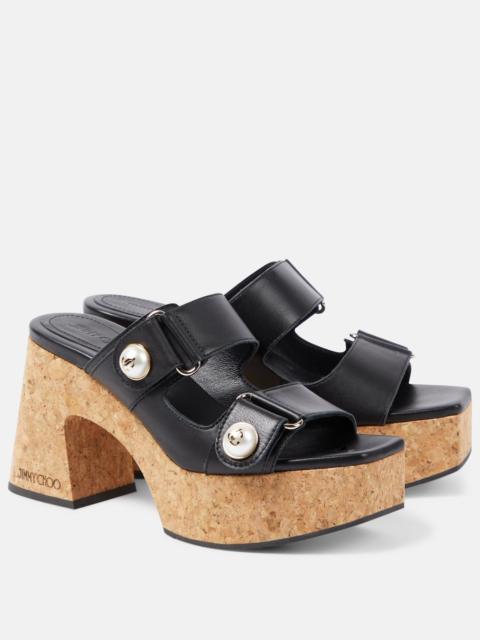 JIMMY CHOO Fayence leather platform mules