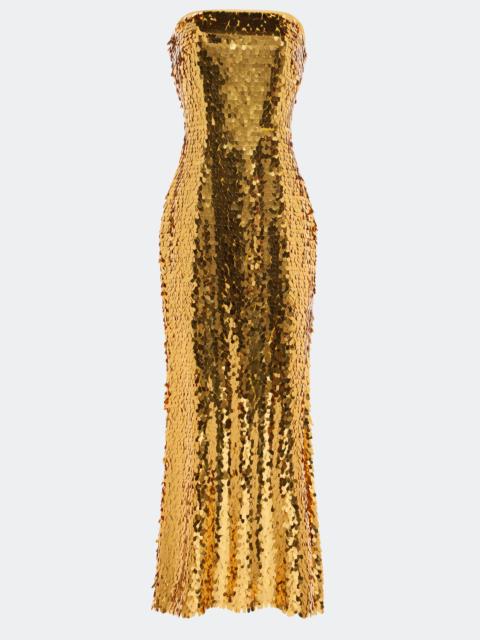 SIMONMILLER Sculpty Strapless Sequin Dress In Star Gold