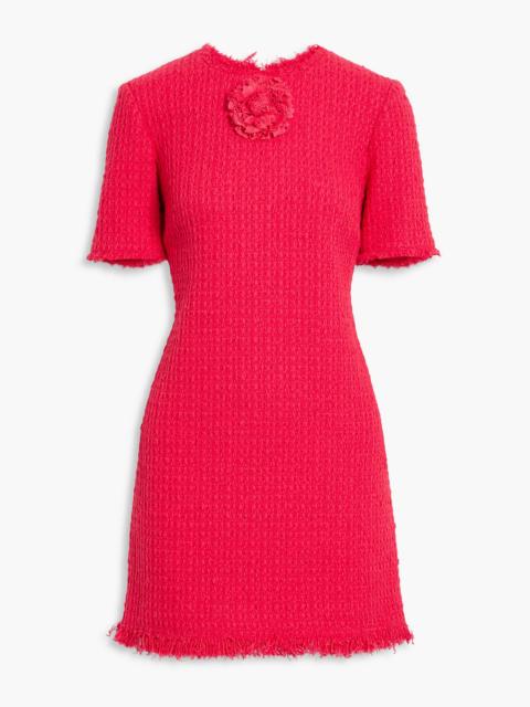 Oscar de la Renta Floral-appliquéd wool-blend tweed mini dress
