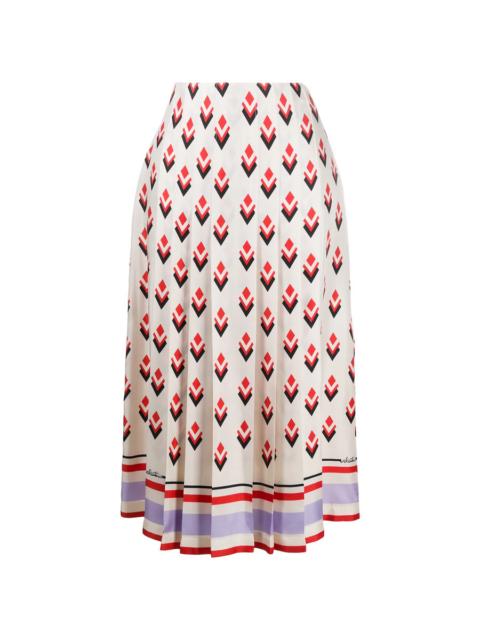 Valentino Valentino Garavani Pleated Graphic-Print Skirt