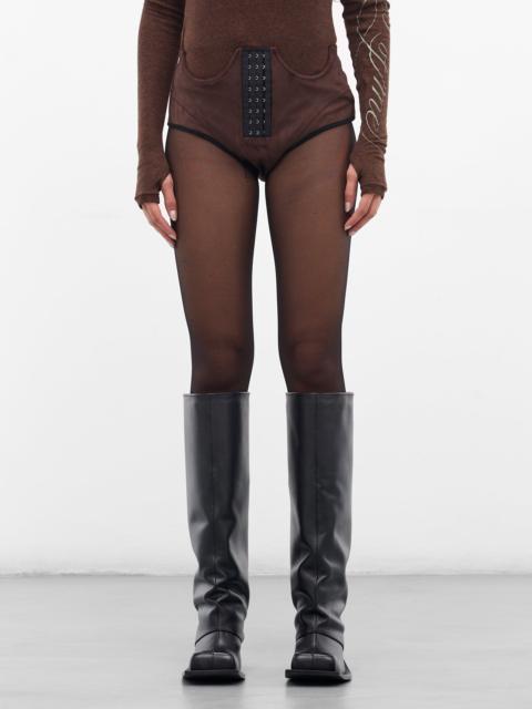 DIDU Brown Vegan Suede Micro Shorts